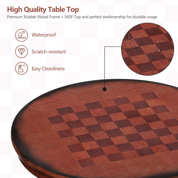  Playful Chessboard Addition: Our table's standout feature is the ingeniously designed chessboard top, adding an extra layer of enjoyment to your leisure time with family and friends. The thickened density board ensures a warp-free, smooth surface that's effortless to clean, enhancing the gaming experience.