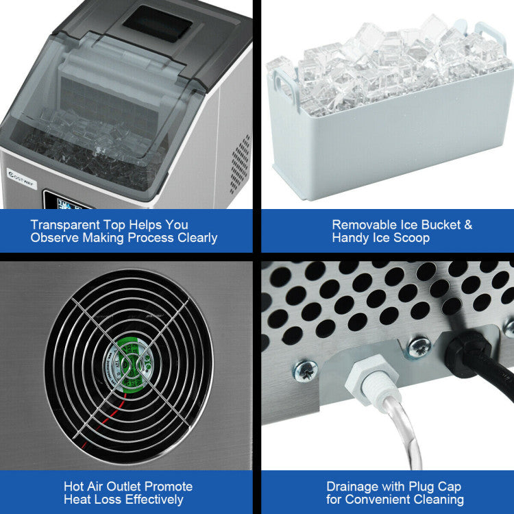 User-Friendly Operation and Easy Cleaning: With comprehensive instructions and automated design, our ice maker is a breeze to use. Simply add water, start the machine, and retrieve your ice. The self-cleaning feature simplifies maintenance, saving you precious time and effort.