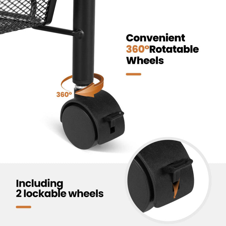 Ultimate Convenience: Enjoy the freedom to move this versatile storage cart wherever you desire, thanks to its smooth and easy-to-roll 4 wheels. Experience a new level of convenience in your daily life.