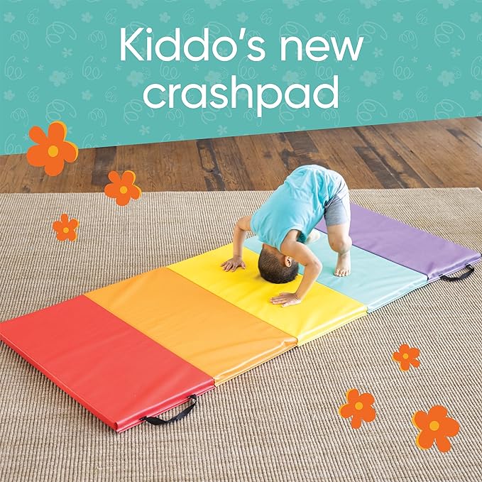 <strong>Versatile Design:</strong> Unleash the potential of this 5-panel folding mat for gymnastics, aerobics, yoga, fitness, or play. Its lively and colorful design adds a playful touch to your fitness routine or keeps your little ones active and entertained.