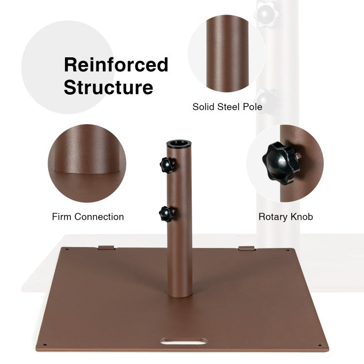Rust-Proof Steel Material: Our rust-proof steel umbrella base stand is built to last, with excellent weather resistance to withstand the elements. Say goodbye to peeling, chipping, or deformation, as this stand maintains its shape, providing reliable support for your beautiful umbrella.