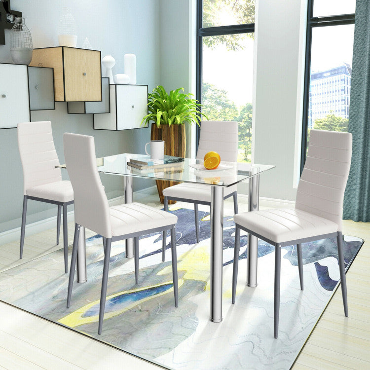 Stylish Design and Practical Utility: Elevate your living space with the 5-piece kitchen table set's sleek design and refreshing light color that infuse new vitality into your home. Its versatile aesthetics make it a perfect fit for modern interiors, be it in the kitchen, dining room, dinette, or cozy apartment.
