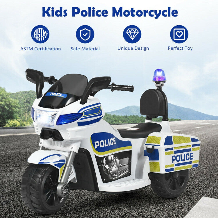 Seed a Cop Dream in Kids' Heart:: Ignite a spark of ambition in your child's heart with our captivating kids' ride-on motorcycle. Designed as a captivating police motorcycle, complete with a flashing Siren light and sleek styling, it's an ideal gift that will leave kids amazed. This experience might just plant the seed of a noble police dream in their young hearts.