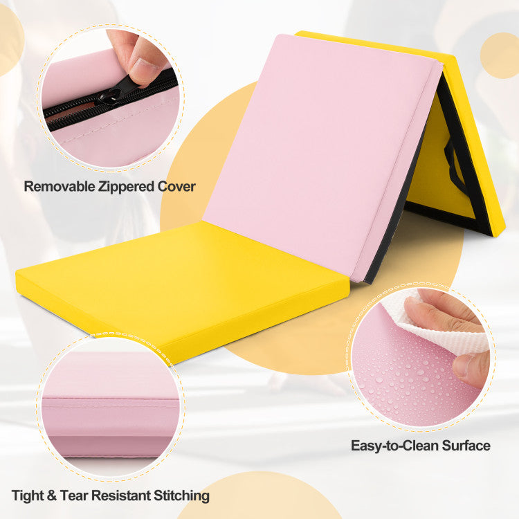 <strong>Thickened PU Leather Cover:</strong> Featuring a thickened PU leather surface, our mat delivers a non-slip, tear-resistant experience. It's waterproof and easy to clean, ensuring a hygienic workout space. The zippered cover can be easily removed for thorough cleaning.