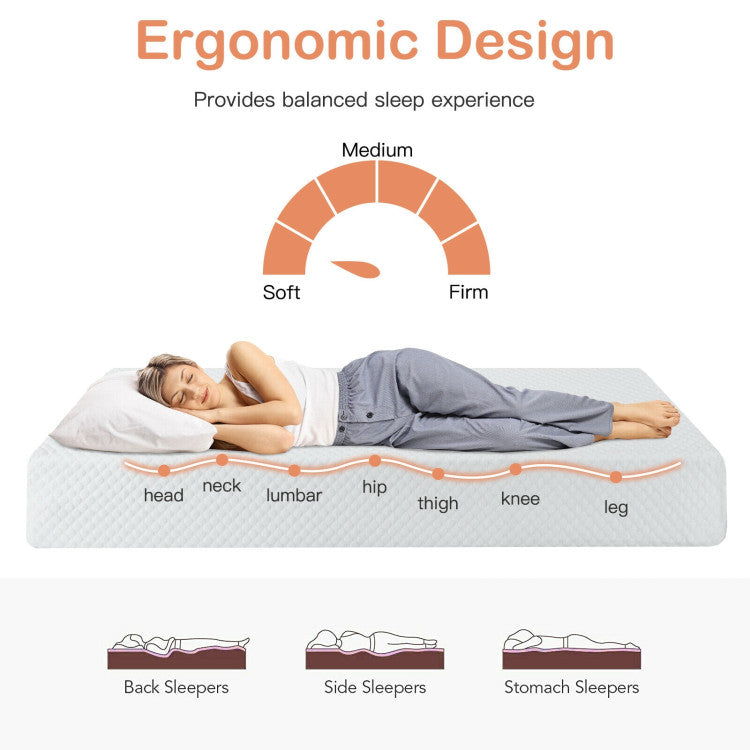 Ultimate Comfort with Ergonomic Design: Experience unrivaled comfort with this mattress that contours perfectly to your body shape, reducing pressure on your spine and ensuring a restful sleep. The 8" thickness and sensitive rebound ability prevent any feeling of collapse, providing you with continuous support all night long.