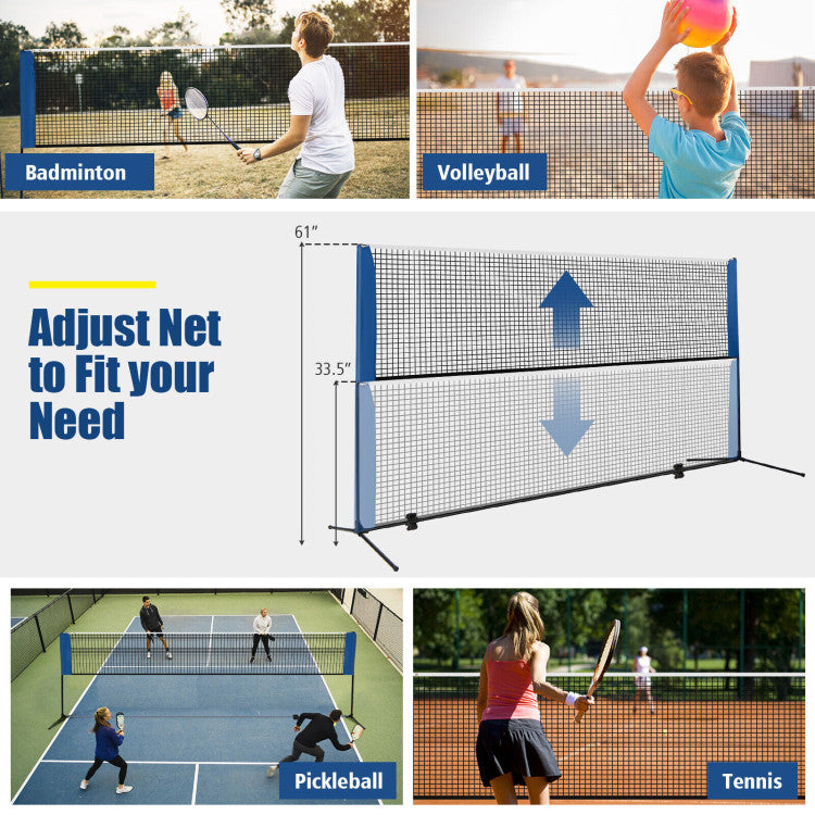 <strong>Versatile Height Adjustment:</strong> Tailor the net to various heights for diverse sports like volleyball, pickleball, and tennis. A versatile choice for dynamic sporting activities.