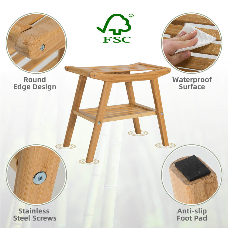 <strong>Portable &amp; Anti-slip Design:</strong> The lightweight structure makes movement effortless. When you put this shower bench and footstool in the desired place, the anti-slip foot pads ensure strong stability. Besides, the round-edge design and FSA certification allow you to use them safely.