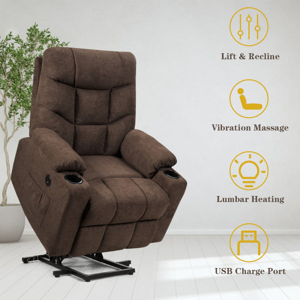 Effortless Power Lift Design: Our lift chair is equipped with a powerful lift motor, allowing smooth and customized adjustments to your desired positions. Easily lift or recline the chair without putting any stress on your knees. The lift and recline remote control, along with the convenient button dual control, ensures effortless operation for your utmost convenience.