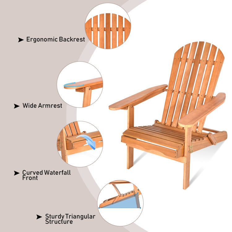 Premium Eucalyptus Wood: Experience the luxury of our Adirondack chair crafted from high-quality Eucalyptus wood. With a sturdy construction and a weight capacity of up to 350 lbs, it ensures lasting durability without compromising on style.