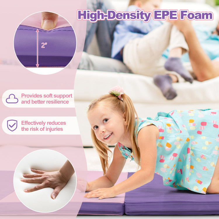 <strong>High-Density EPE Foam:</strong> Elevate your workout with our gymnastics mat, featuring 2 inches of high-density EPE foam for the ultimate comfort and support. Its superior elasticity and durable padding help protect your joints and prevent injuries during intense exercise sessions.