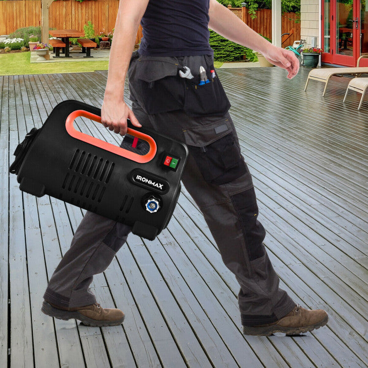 <strong>User-friendly Portable Design:</strong> Designed with your comfort in mind, our electric pressure washer features a lightweight and ergonomic design, complete with a comfortable handle for easy maneuverability. With a generous 10 ft power cord and 16.5 ft outlet pipe, enjoy unmatched mobility and accessibility while cleaning.