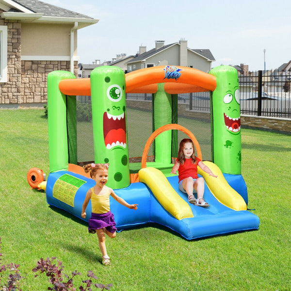 Intimate Safety Design: Hikidspace inflatable castle features tall mesh walls surrounding the jumping area, ensuring your children's safety while they bounce around freely. You can easily supervise their playtime from any angle, knowing they are protected. Plus, sturdy bouncer stakes at each corner add stability and firmness to the entire structure.