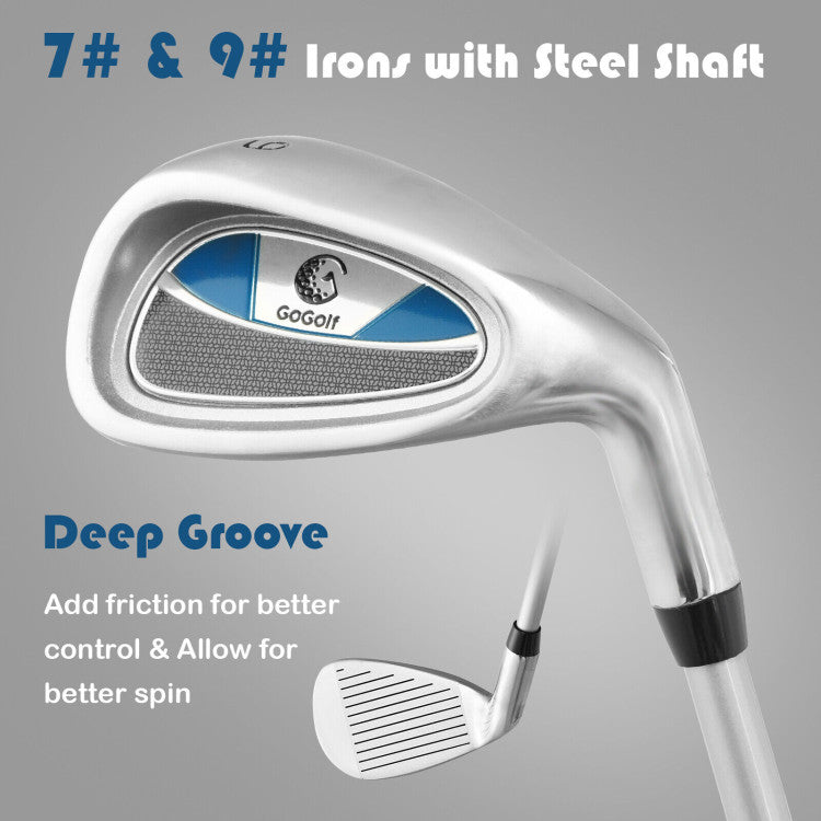 <strong>7# and 9# Irons for Different Needs:</strong> Equip your young golfer with the tools they need to tackle any situation! Our 7# and 9# irons feature varying lengths to handle different hitting scenarios with ease. Toe and heel weighting ensure optimal control and accuracy, empowering kids to master their game effortlessly.<br>