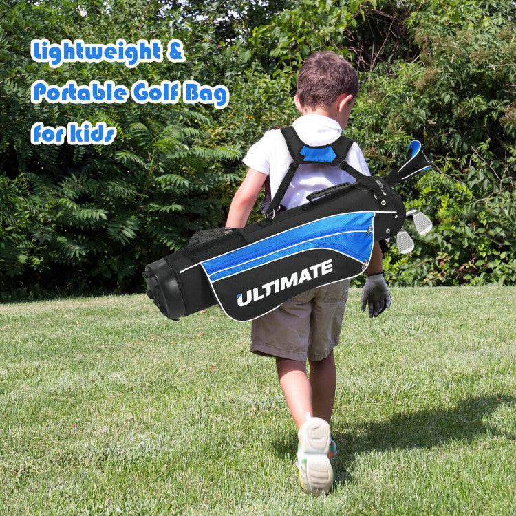 <strong>Perfect Golf Club Set For Kids:</strong> Nurture your young golfer's talent with our premium kids' golf club set! Featuring essential clubs including a fairway wood, irons, putter, and a stand bag, it's the perfect starter kit for budding golf enthusiasts. Watch them excel on the green with precision and style!
