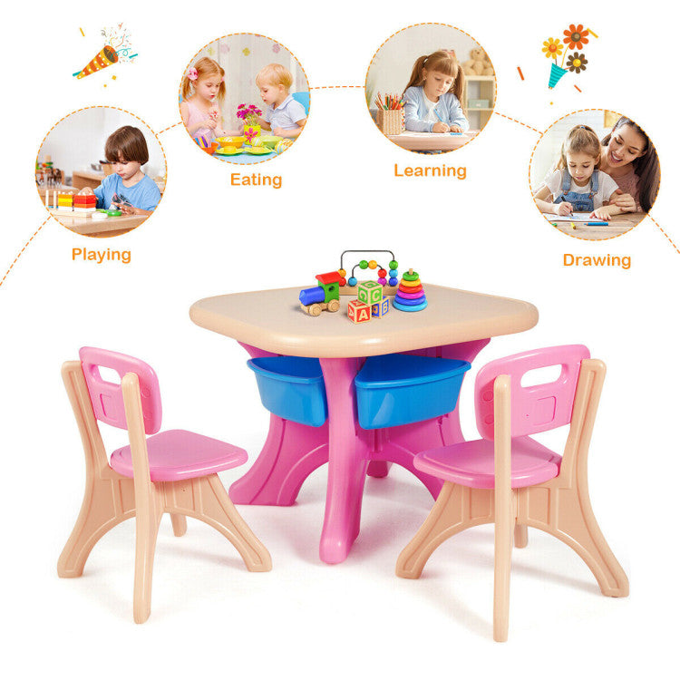 Durable and Strong: Crafted from impact-resistant HDPE material, both the table and chairs boast a sturdy frame. Each piece can hold up to an impressive 176 pounds, ensuring they can withstand energetic play and even some rough handling without any worries of falling apart.