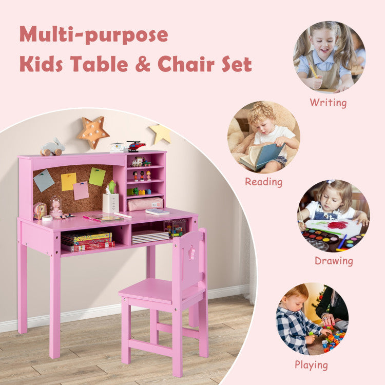 <strong>Wide and Smooth Desktop:</strong> The wooden children's desk features a spacious desktop that offers kids enough space for a variety of activities. They can read, write, eat, do crafts, or play games. Furthermore, the smooth surface is easy to clean with a soft rag.
