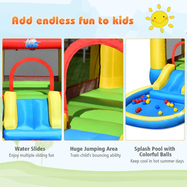 Endless Fun for Kids: Our inflatable bounce house offers multiple play areas, including a water slide, a spacious jumping area, and a refreshing splash pool. Your kids can indulge in various games simultaneously, creating cherished memories of a joyful childhood.