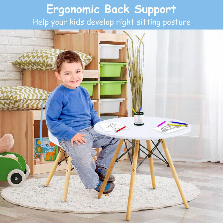 Comfortable and Thoughtful Design: With ergonomic backrests on the chairs, your child receives excellent back support and maintains proper posture. The round table boasts a smooth surface that's gentle on delicate skin. Enhanced with non-slip pads, both the chairs and table protect floors and ensure steady seating.