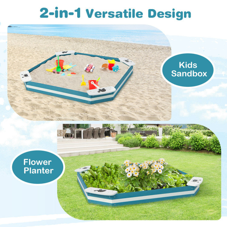 <strong>Versatile 2-in-1 Design:</strong> Assemble with ease using our clear instructions and included accessories. As your child grows, repurpose the sandbox into a charming planter box for cultivating greenery or add a touch of floral elegance to your outdoor space. Upgrade your backyard oasis today!