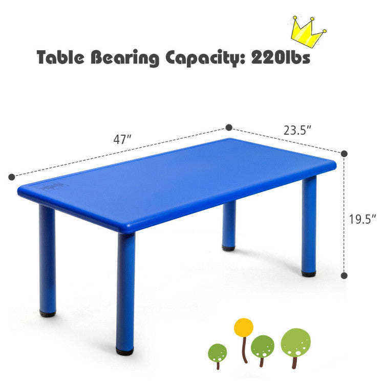 Portable & Space-saving: Made of lightweight HDPE material, this table is easy to carry around, making it perfect for indoor and outdoor use. When not in use, disassemble and store it in any corner of your home without taking up much space. Enjoy the convenience and versatility of this functional and child-friendly rectangle table.