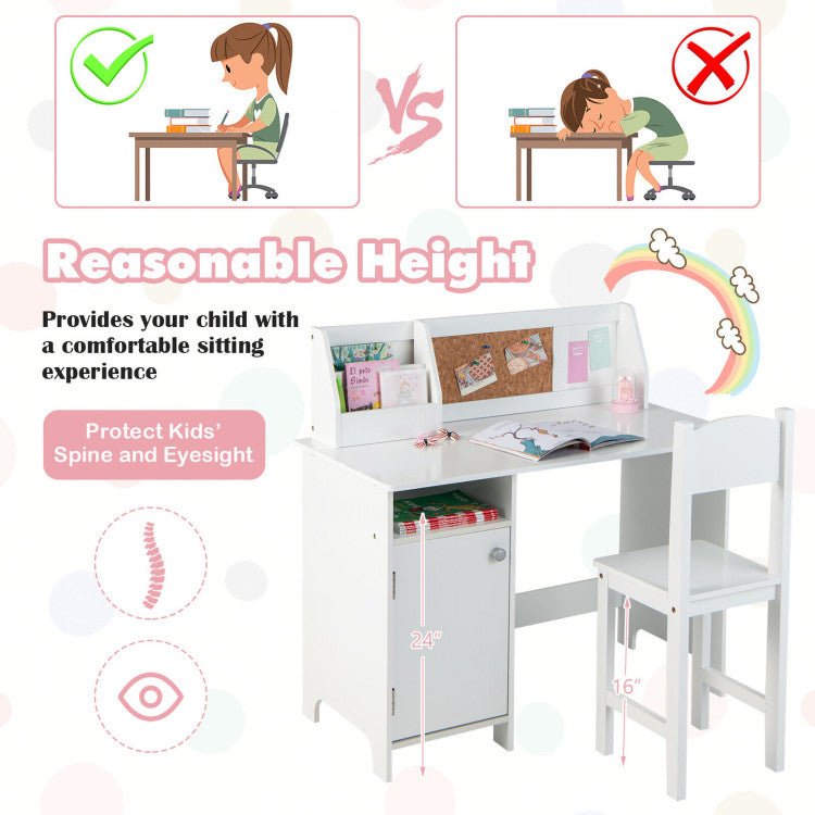 <strong>Ergonomic Chair and Scientific Heights:</strong> Scientifically designed with proper heights and cozy backrests, our study desk and chair set promotes healthy posture and protects your child's spine and eyesight.