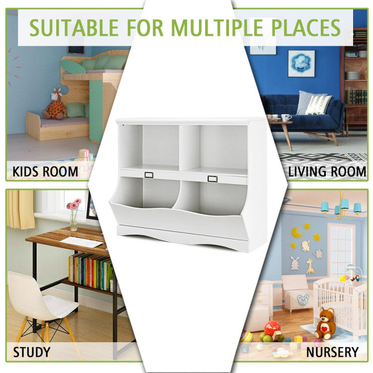 Hikidspace Kids Toy StoVersatile and Stylish: This storage unit is not just for children—it's perfect for the whole family. Its elegant design complements any decor style, making it suitable for bedrooms, living rooms, or even balconies. A versatile and functional addition to your home!rage Organizer Children Bookshelf Bookcase