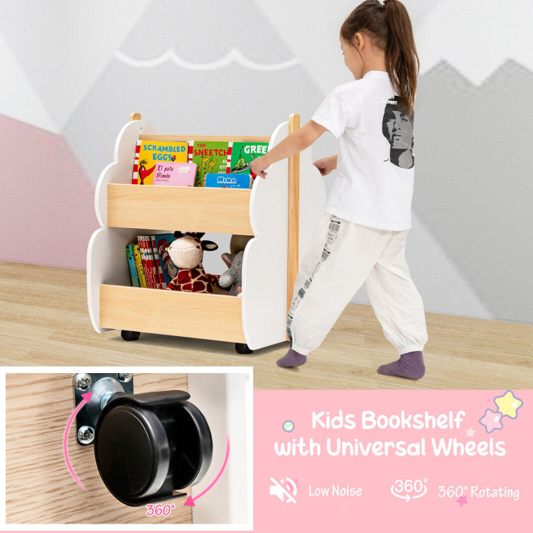 Smooth and Silent Mobility: Our children's bookshelf is thoughtfully designed with four smooth universal wheels, allowing easy maneuverability in any room. The noiseless movement of the wheels ensures a peaceful environment, perfect for playtime or study.