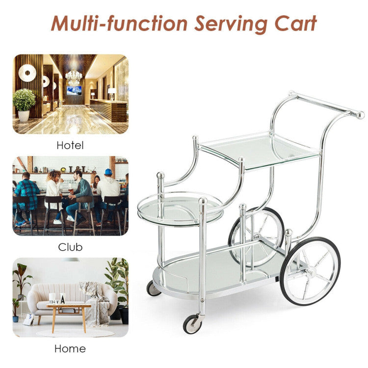 Versatile and Timeless Style: With its classic design, this cart is suitable for various occasions. Whether you're using it as a serving cart for tea or whiskey tastings, or incorporating it into your daily routine, it seamlessly complements small kitchens, home bars, and dining rooms with its timeless appeal.