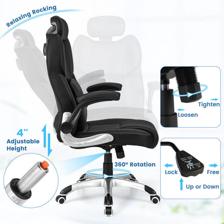 <strong>Relaxing Rocking and Height Adjustment:</strong> Find your perfect relaxation position with our reclining office chair. Enjoy the 15° rocking function and easily adjust the tension with the controller. Height adjustment is effortless with the lever, ensuring personalized comfort tailored to your needs.