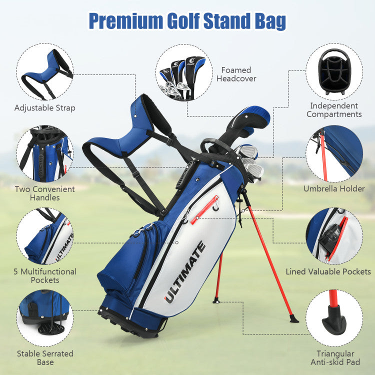 <strong>Convenient Stand Bag:</strong> Stay organized on the course with our convenient stand bag, featuring a 7-way divider to protect your clubs and prevent collisions. With non-slip feet for stability and multiple pockets for storage, it's the perfect companion for your golfing adventures.