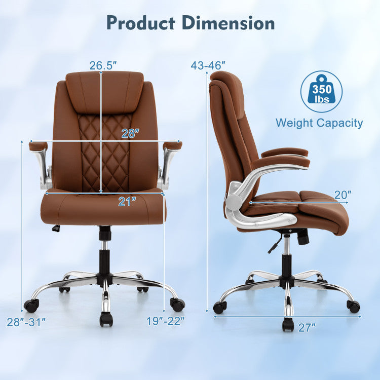 <strong>Modern and Space-saving Design:</strong> Invest in quality with our swivel task chair, crafted with the high-density sponge for ultimate comfort and resilience. Covered in skin-friendly PU leather, it offers a soft and luxurious sitting experience, ensuring optimal support and longevity. Experience productivity in style with our ergonomic office chair today!