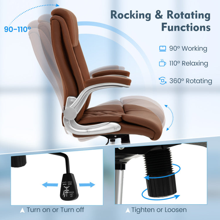 <strong>Rocking and Rotating Functions:</strong> Experience versatility with our home office chair's rocking and rotating capabilities. Easily adjust between 90°-110° rocking function to suit your working or relaxation needs. Plus, enjoy seamless 360° rotation for enhanced mobility and flexibility.