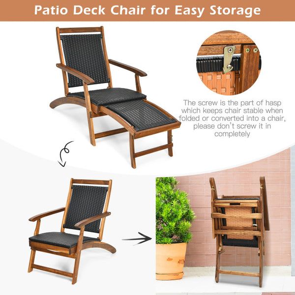 Versatile and Space-Saving: Experience the convenience of our lounge chair with a free-change design! The footrest can easily fold under the seat, transforming it into a single chair in no time. Plus, its folding feature allows for easy storage and portability, saving valuable space on your patio or porch.
