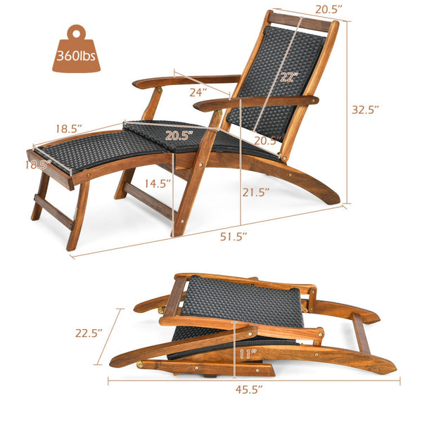 Spacious and Strong: Our patio deck chair offers a roomy seat and is built to support up to 360 lbs, making it perfect for all body types. Enhance your outdoor space with this charming and practical addition. Grab yours now and experience the best in outdoor relaxation!