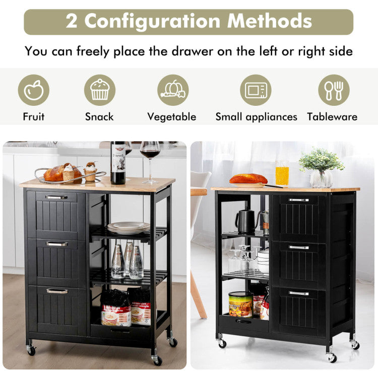 Versatile and Elegant: This versatile rolling trolley is not limited to just a kitchen cart; it serves as a stylish storage cabinet or an elegant entryway console table. Its simple and elegant design seamlessly complements any décor, making it a perfect addition to your kitchen, hallway, restaurant, or any space in need of extra storage.