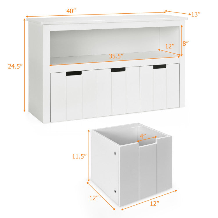 Stylish and Practical: With its chic, modern appearance, this cabinet complements any room decor. Ideal for bedrooms, living rooms, kids' rooms, and more. The smooth, waterproof surface simplifies maintenance with a simple wipe-down. Dimensions: 40" x 13" x 24.5". Drawer: 12" x 12" x 11.5".