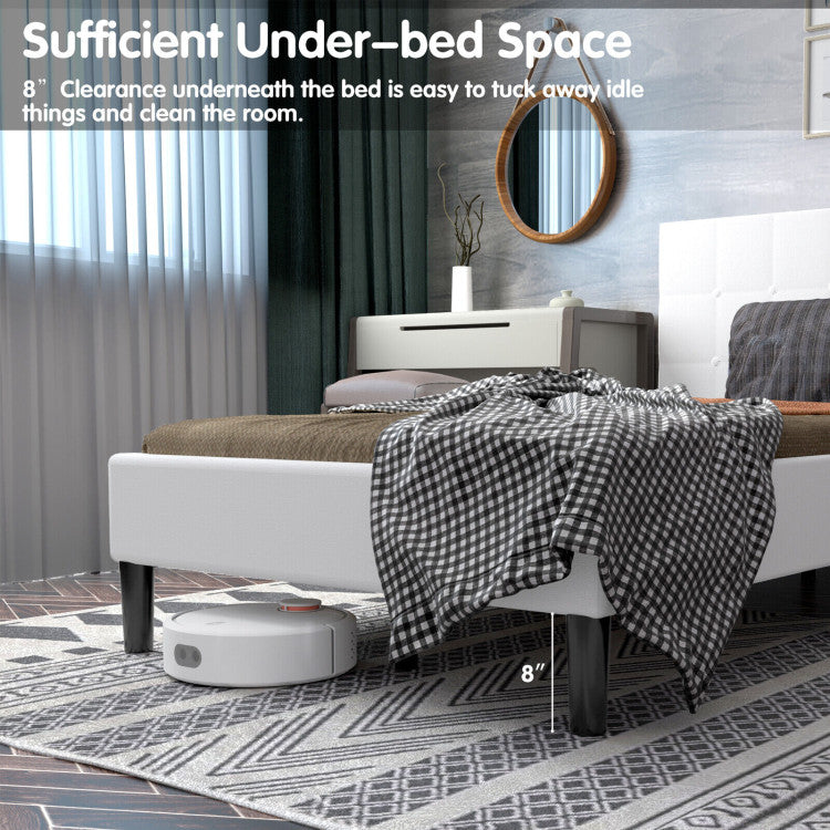 Thoughtful Design for Practicality: With an ample 8" clearance beneath the bed, enjoy generous storage space to organize your belongings effectively. This twin-size bed's design eliminates the need for a box spring – you can place your mattress directly onto the supportive wooden slats.