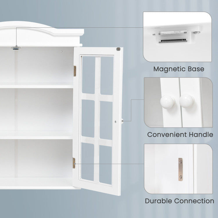 Robust Material for Longevity: Crafted from premium MDF, our storage cabinet boasts impressive durability and resilience. The robust hinges ensure prolonged usage without wear. Its pristine white finish with a smooth texture guarantees peel-resistant elegance. The painted panels are both secure and resistant to moisture, offering lasting protection.