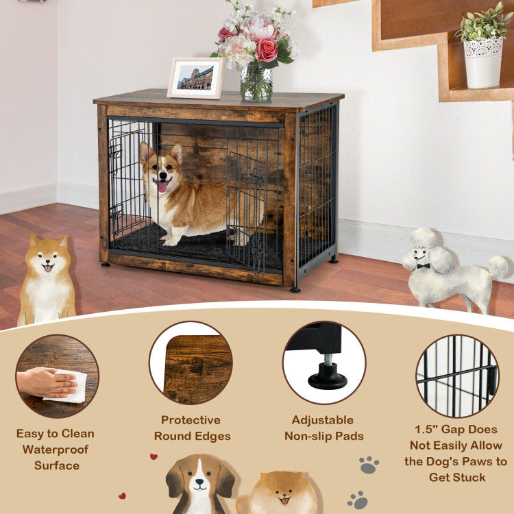 <strong>Install and Clean at Ease:</strong> Boasting a waterproof, easy-to-clean surface, this furniture-style dog crate promises enduring beauty and simplicity in maintenance. With straightforward assembly instructions and all necessary accessories included, setting up your new pet home becomes a breeze.