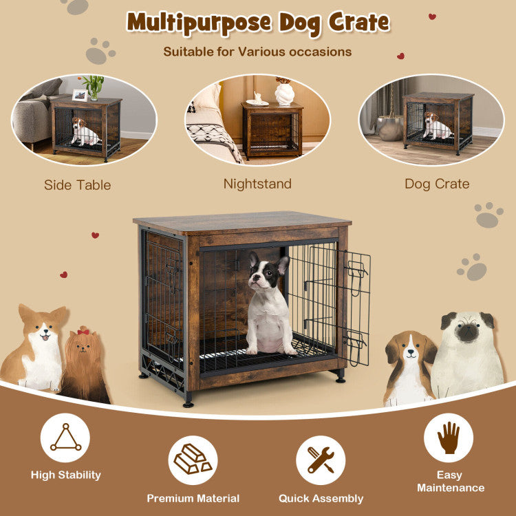 <strong>Cozy Rest Place for Dogs:</strong> Designed with your dog's comfort in mind, our crate features three-sided wire mesh for optimal ventilation and visibility, keeping pets engaged and comfortable. The inclusion of a removable waste tray underscores our commitment to cleanliness and pet well-being, ensuring a hygienic, stress-free habitat for your furry friend.