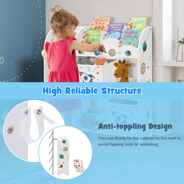 Sturdy Structure with Safety in Mind: Built with a stable structure, this toddler storage organizer is equipped with 6 non-slip foot pads, ensuring both floor protection and stability during use. The rounded corners and anti-toppling devices enhance safety and stability, providing peace of mind for parents and caregivers.