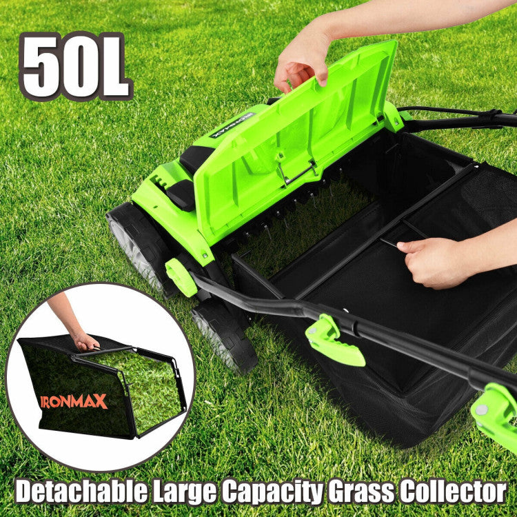 <strong>Corded Electric Scarifier:</strong> This scarifier will rack 15" to get the heavy mowing and scarifying work done quickly. You can change the blades quickly in a couple of minutes. In addition, this unit has a storage bag of 50L for automated weed collection.<br>