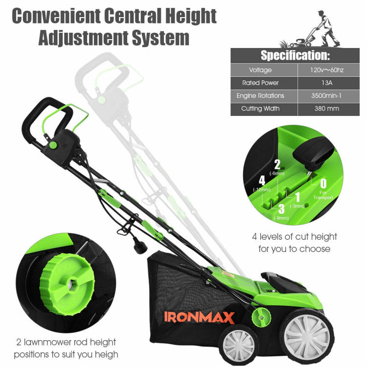 <strong>4 Cutting Heights:</strong> The lawn dethatcher has a 4-position height adjustment that is suitable for different grass types. In addition, you can easily select the necessary depth to scarify your lawn and perforate the soil to promote healthy grass growth.