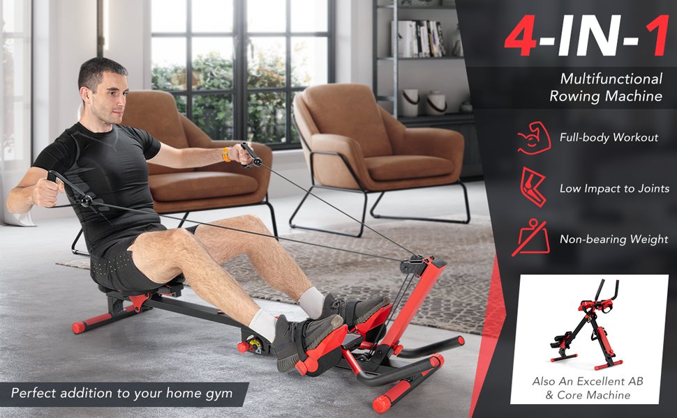 <strong>Versatile 4-in-1 Design:</strong> Revolutionize your fitness routine with our multifunctional ab machine! With rowing, abdominal, gym, and inverted rowing modes all in one, you have the freedom to choose the perfect workout for your preferences. Target multiple muscle groups and enjoy a full-body workout like never before.<br>