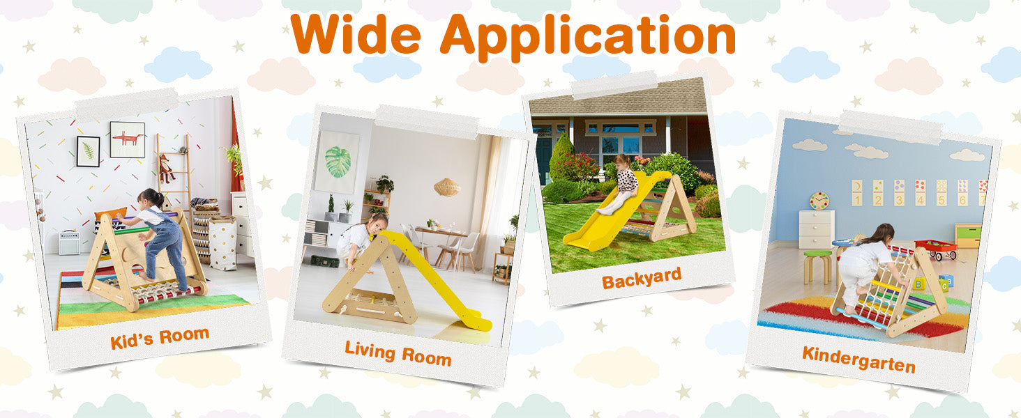 <strong>Easy Installation:</strong> This toddler climbing triangle set comes with an easy-to-understand user's manual and all the hardware you need, so you can easily complete the assembly. It is suitable for a children's room, home garden, or kindergarten to create a children's park.