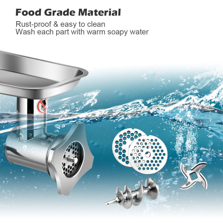 <strong> Food Grade Stainless Steel Material:</strong> Elevate your culinary adventures with our electric meat grinder, crafted from premium food-grade stainless steel! FDA-certified for safety, it ensures non-toxic, odorless grinding that's perfectly safe for your family's health. Say goodbye to rust and wear – embrace durability and reliability in every grind.