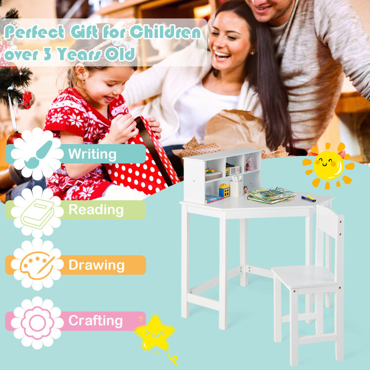 <strong>Perfect Gift for Kids:</strong> This children's study table with a chair is an ideal gift for kids over 3 years old. And the multipurpose design satisfies kids' needs in writing, reading, drawing, crafting, etc. Dimension of table: 26" x 26" x 38"/67 x 67 x 96 cm (L x W x H), dimension of chair: 11" x 11" x 29"/29 x 29 x 74 cm (L x W x H).
