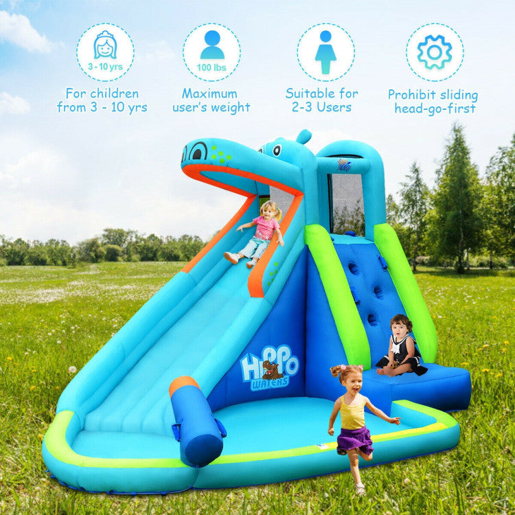 Ultimate Water Adventure: Watch your kids have a blast as they conquer the climbing wall, whoosh down the exhilarating slide, and splash into the refreshing pool. Perfect for children aged 3-10, this inflatable slide bouncer transforms your backyard into a thrilling amusement park. Recommended for 2-3 kids at a time.
