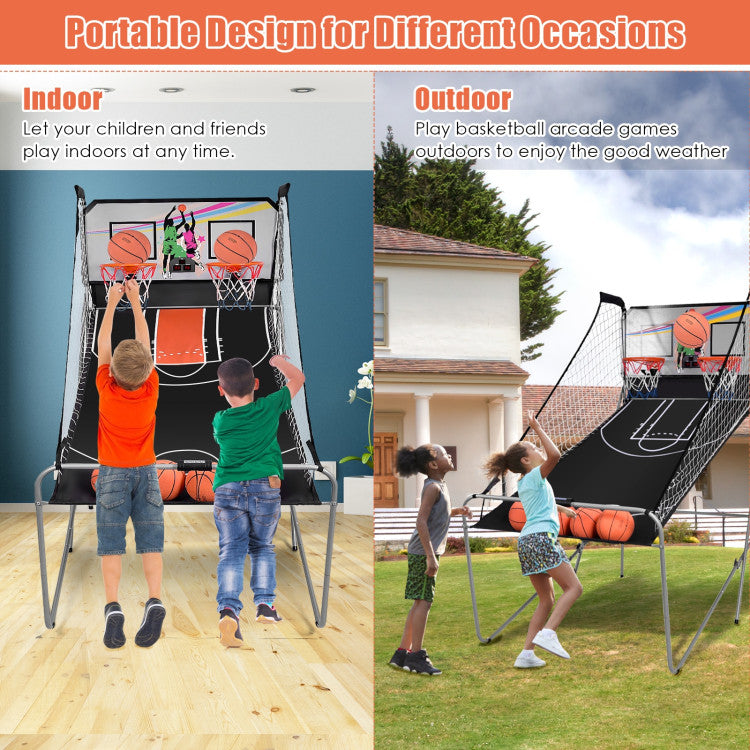 Quality Backboard and Ball Return Nets: The premium MDF backboard provides excellent ball rebound for a realistic shooting experience. With ball return nets on both sides, you won't waste time chasing after wayward balls. Get ready for non-stop basketball action!