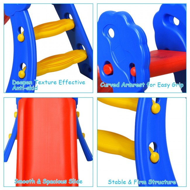 Heightened Arc Armrest: The humanized armrest design is easy for kid's small hand to grasp and hold comfortably, which can prevent kid from falling when climbing and sliding. It makes kid more safe and enjoyable when playing. Each corner of the slide is carefully polished, burr-free, and smooth, completely protecting the kid's delicate skin.